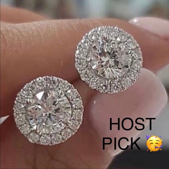 Paradise Boutique Jewelry - 18k White Gold Plated Diamond Stud Earrings